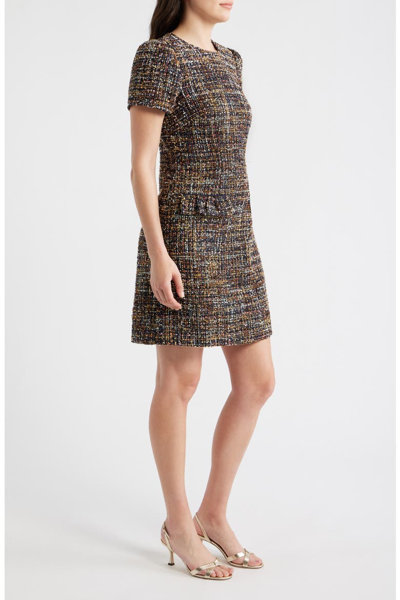Jewel Neck Tweed Shift Dress