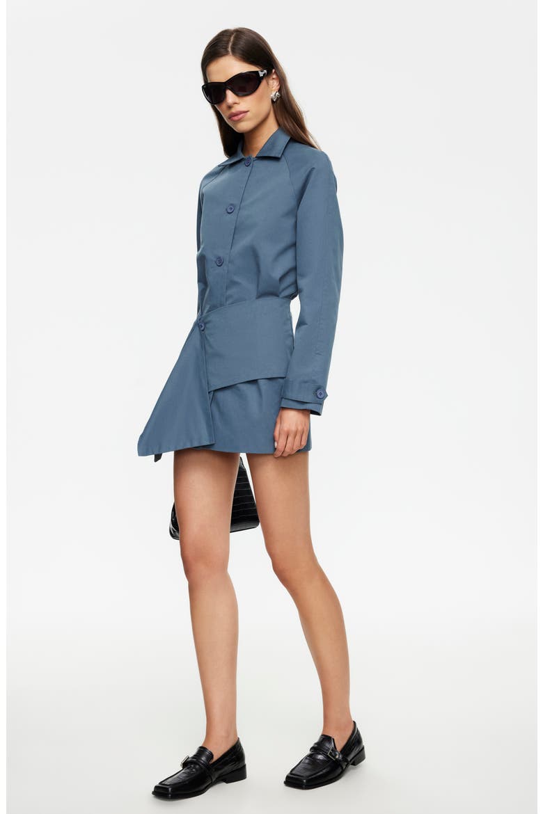 Wiseguy Long Sleeve Cotton Mini Shirtdress