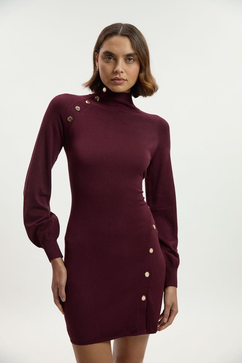 Viscose Blend Popper Knit Mini Dress