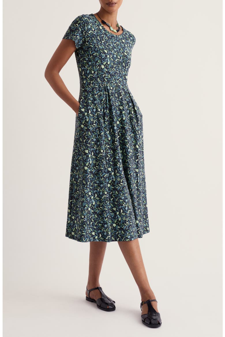 Veronica Print Stretch Organic Cotton Jersey Midi Dress