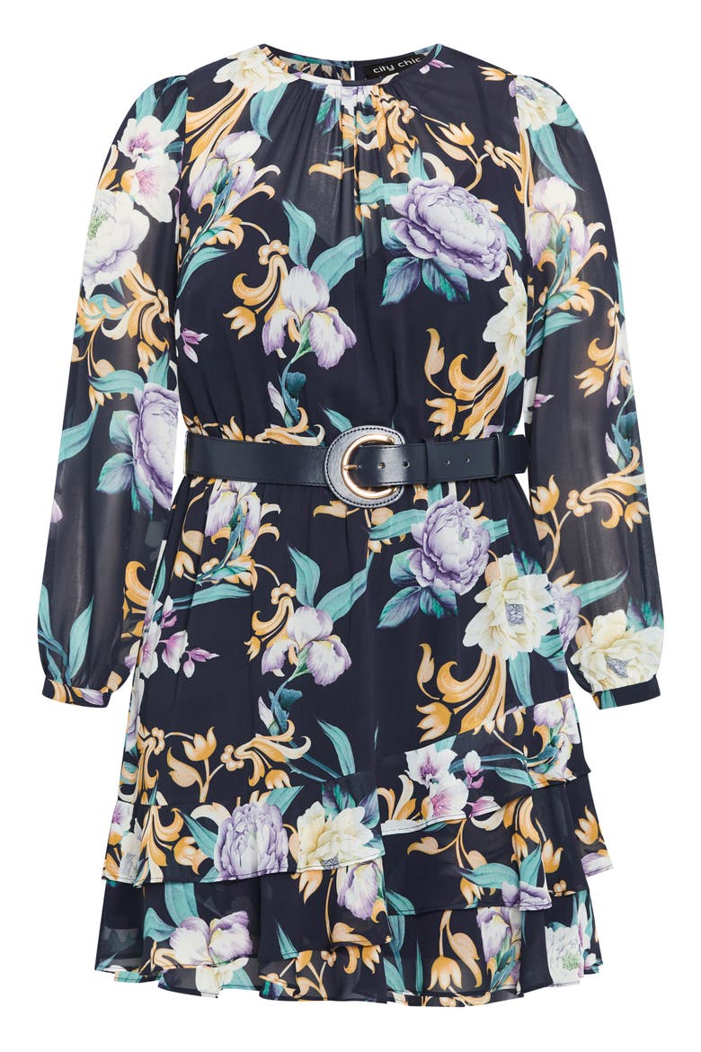 Lyra Violet Floral Belted Minidress
