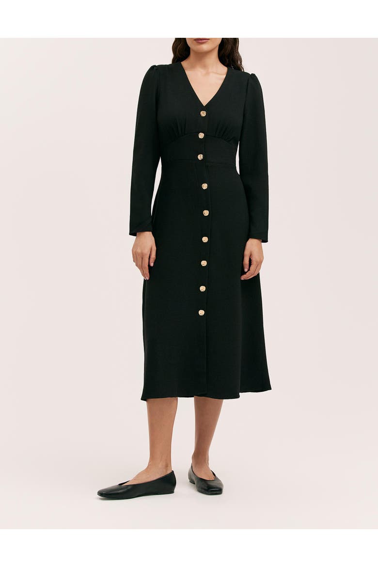 Caprice Long Sleeve Crepe Midi Dress