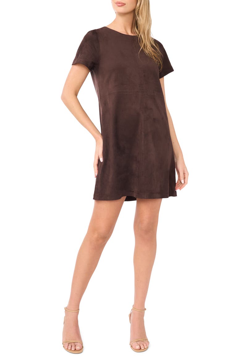 Faux Suede Paneled Shift Dress