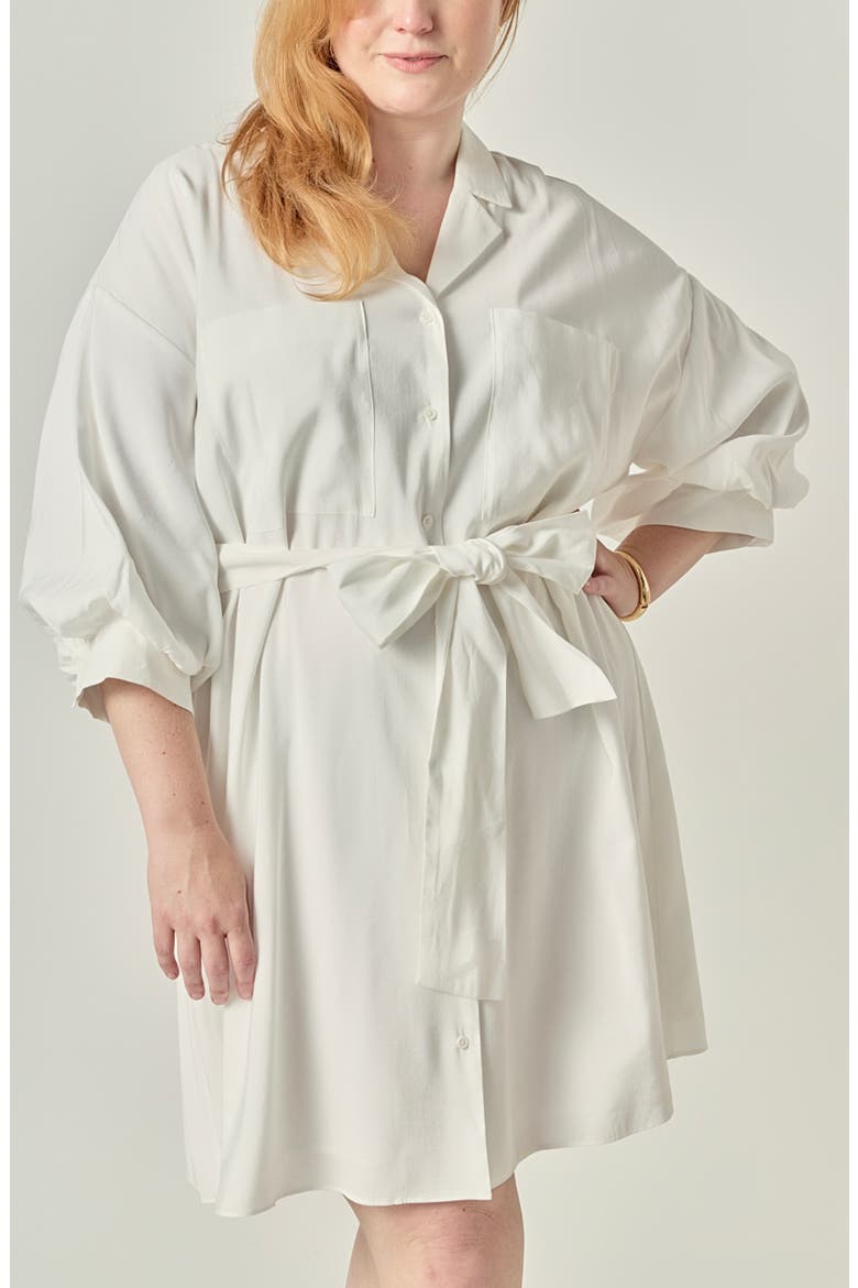 Tie Waist Mini Shirtdress