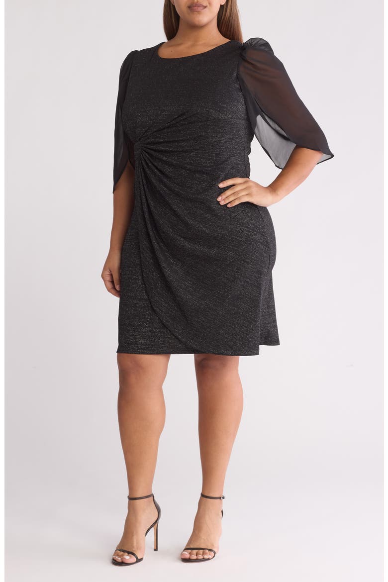 Chiffon Cape Sleeve Knit Dress