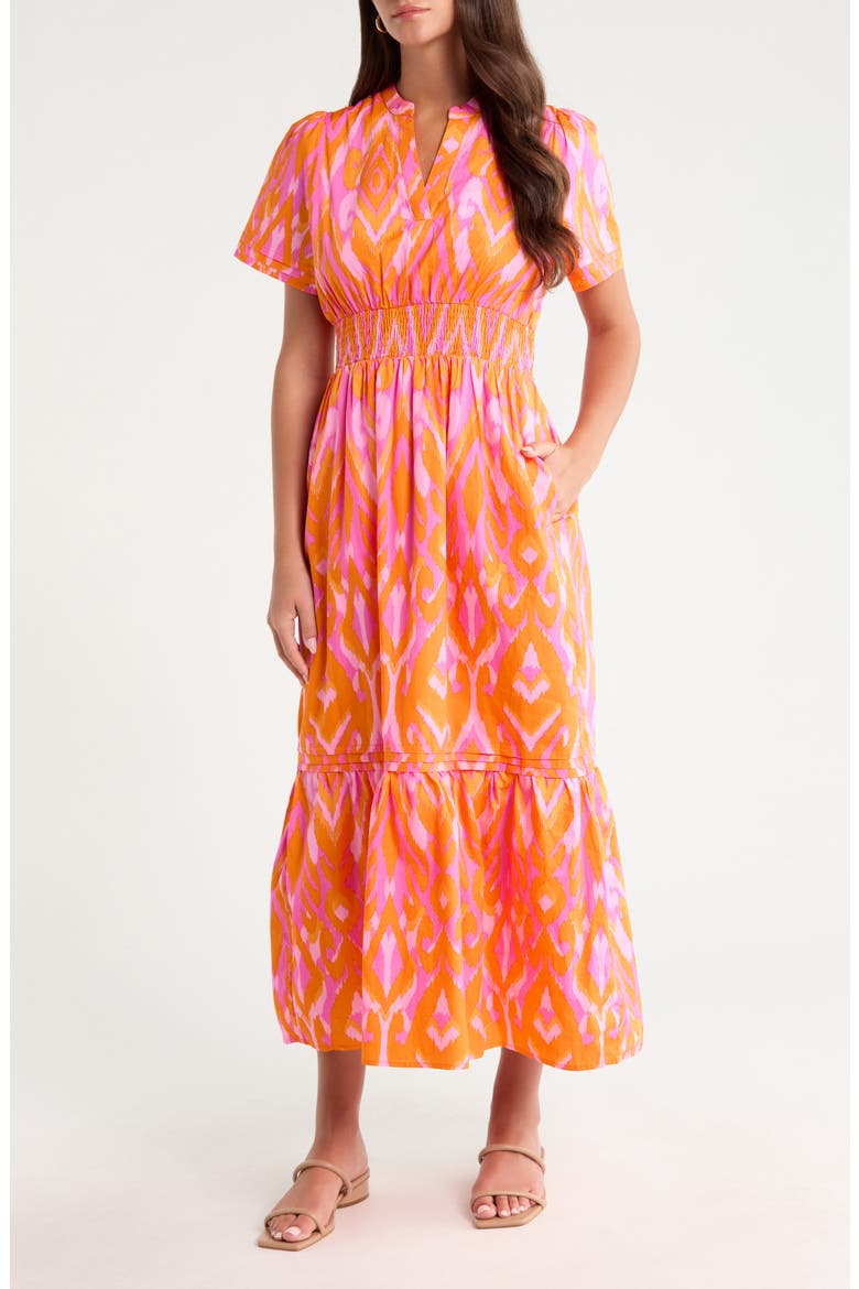 Belraj Ikat Print Cotton Poplin Maxi Dress