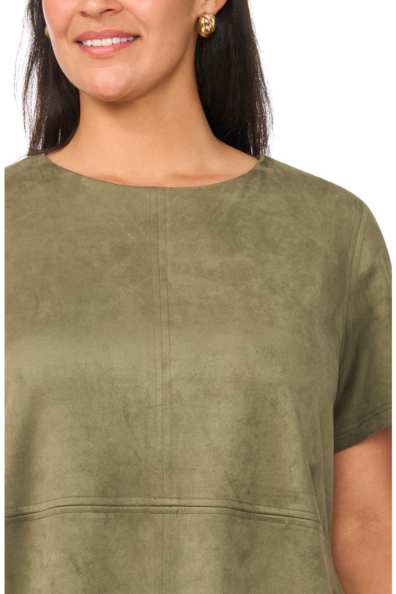 Faux Suede Paneled Shift Minidress