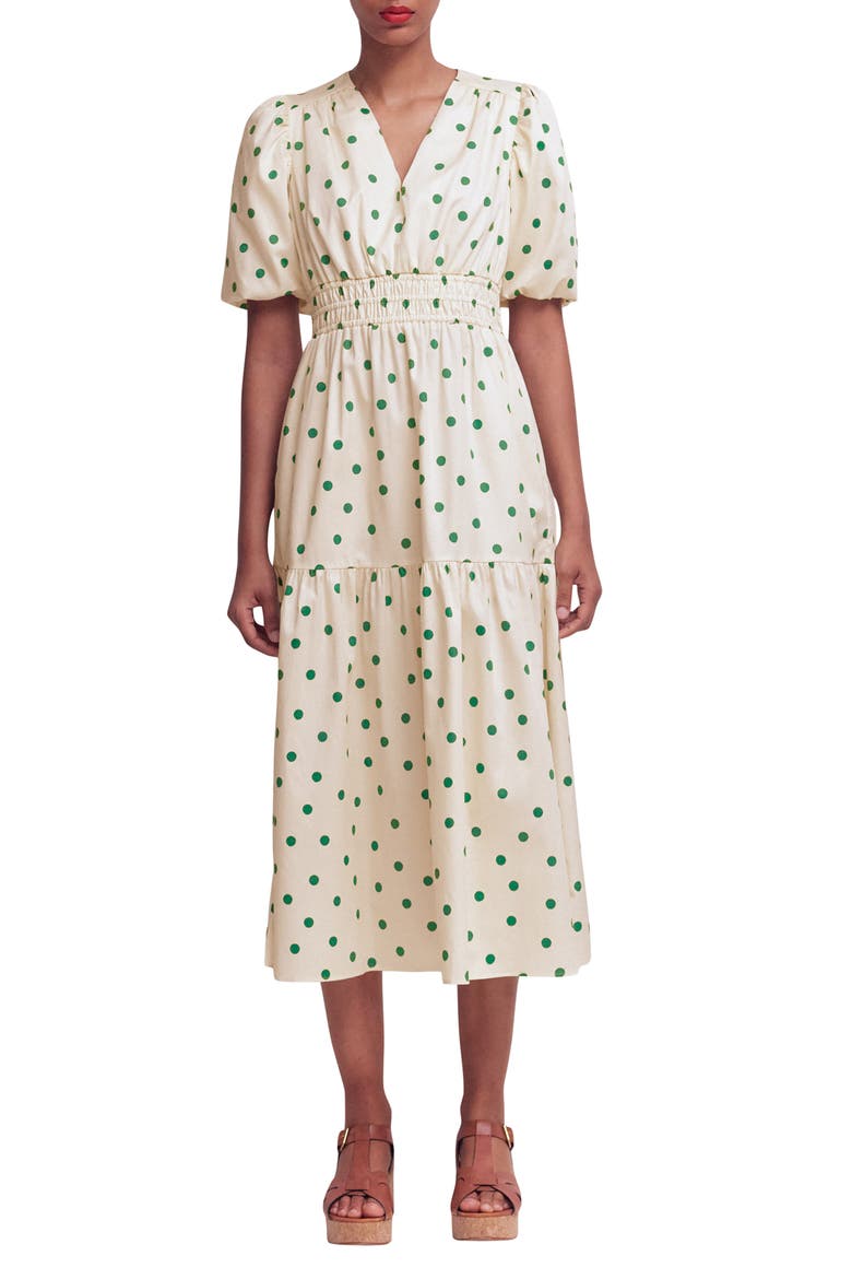 Irene Polka Dot Print Midi Dress