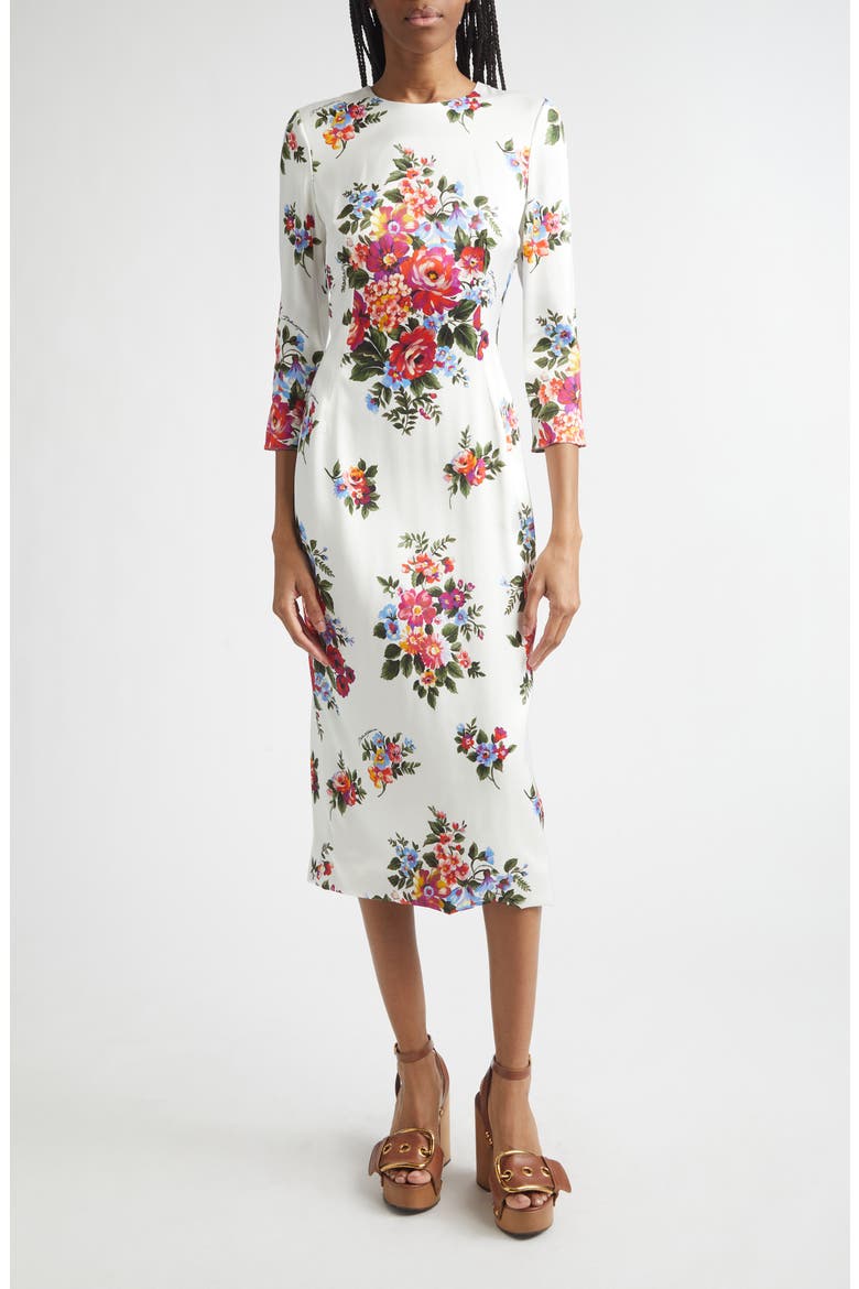 Floral Satin Midi Dress