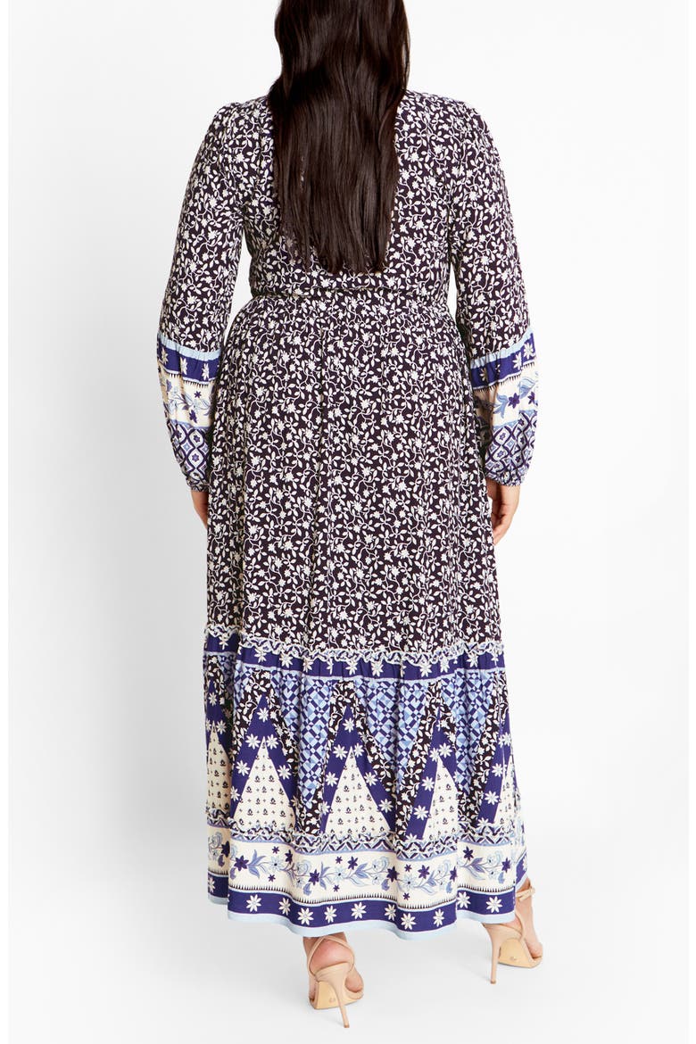 Faith Border Print Long Sleeve Maxi Dress