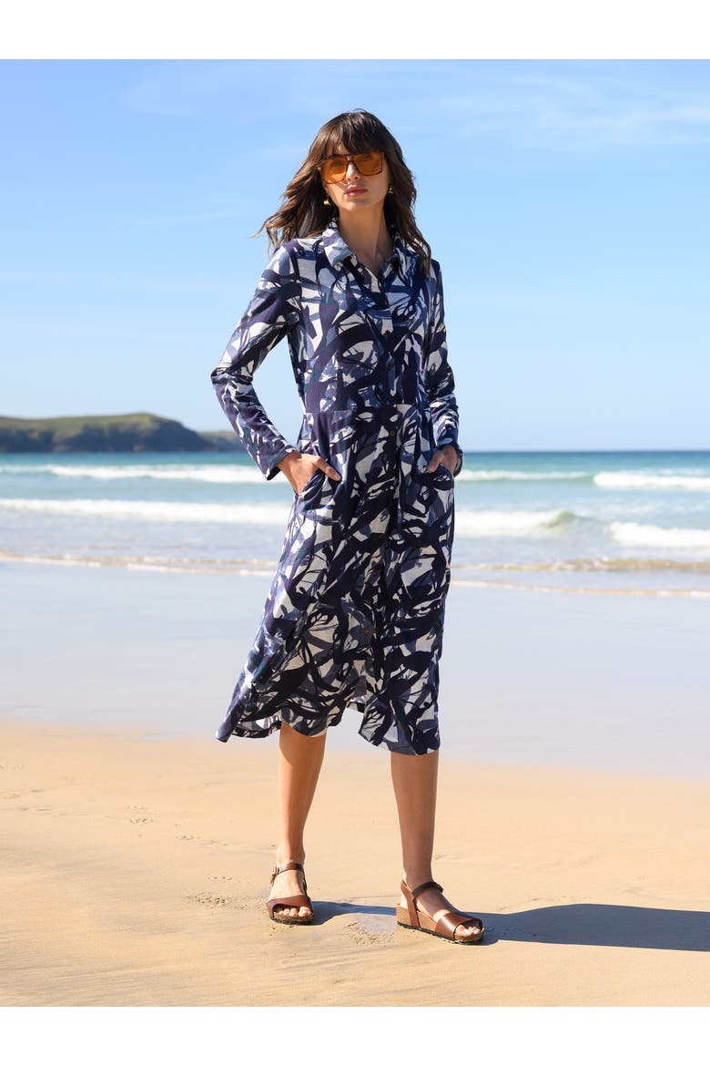 Slub Jersey Shirt Midi Dress