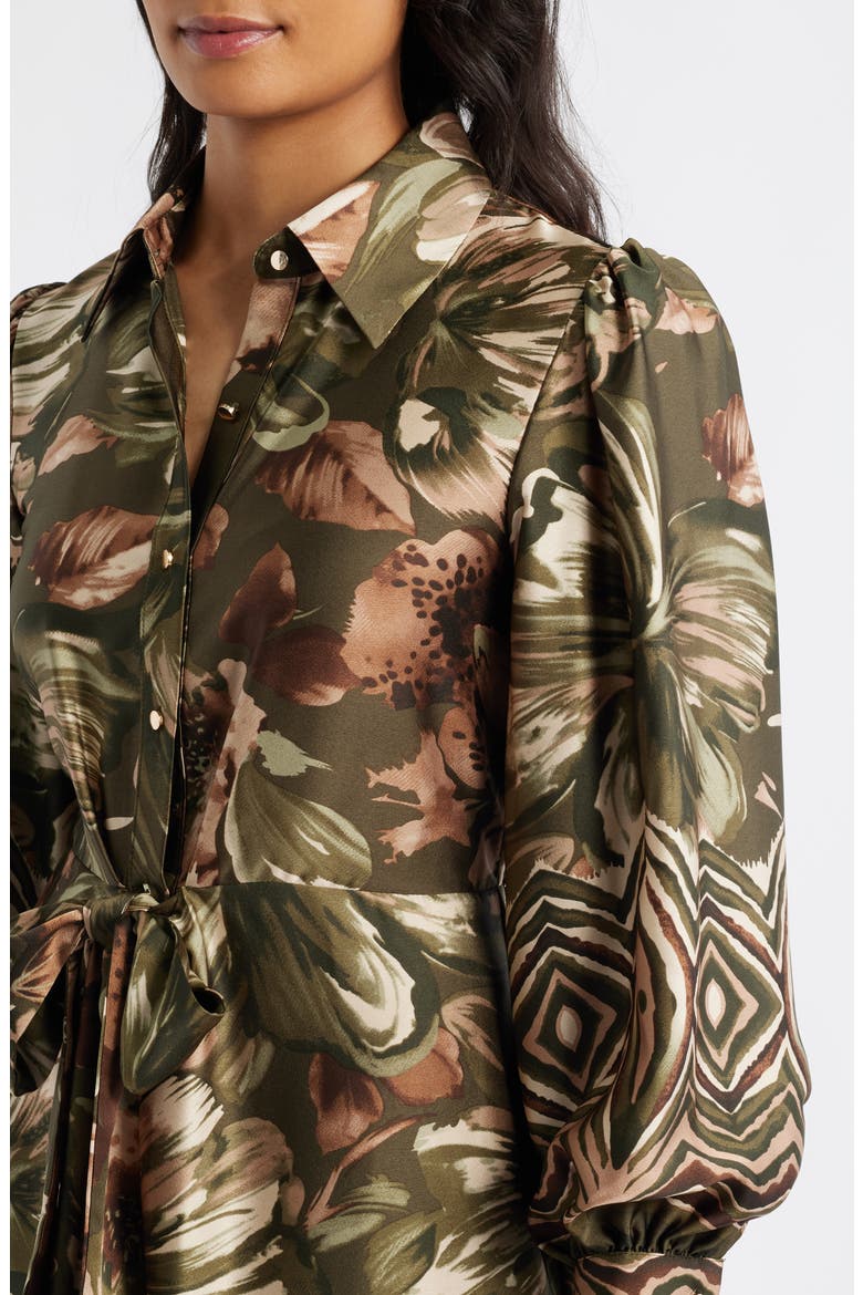Print Long Sleeve Shirtdress