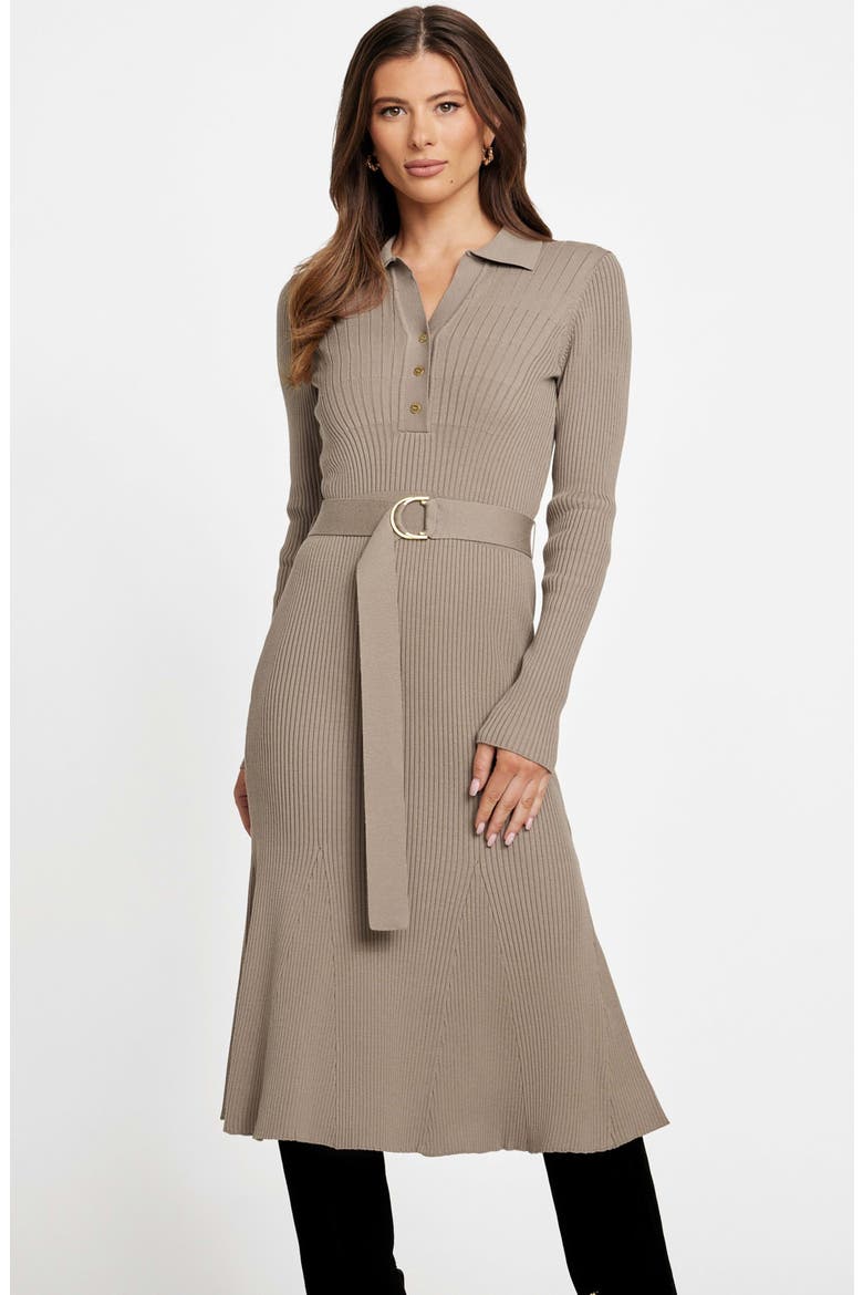 Agathe Rib Polo Midi Sweater Dress