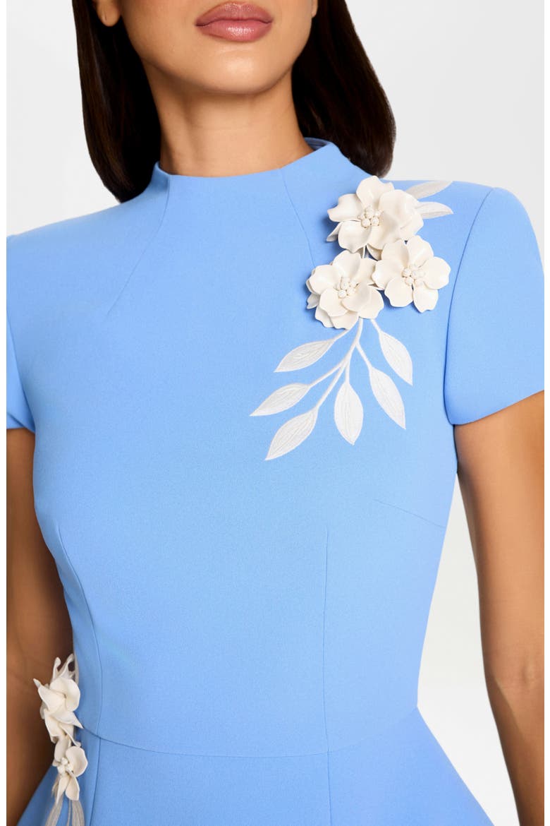 Natalia Floral Appliqué Crepe Cocktail Minidress