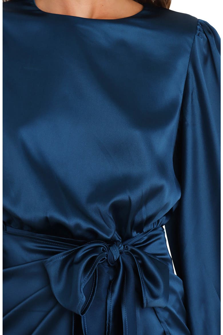Opal Tie Waist Long Sleeve Satin Minidress