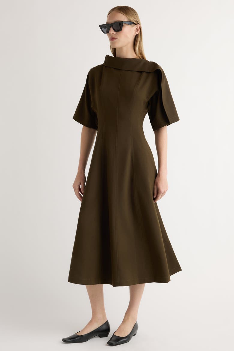 Addison Foldover Scarf-Neck Dress