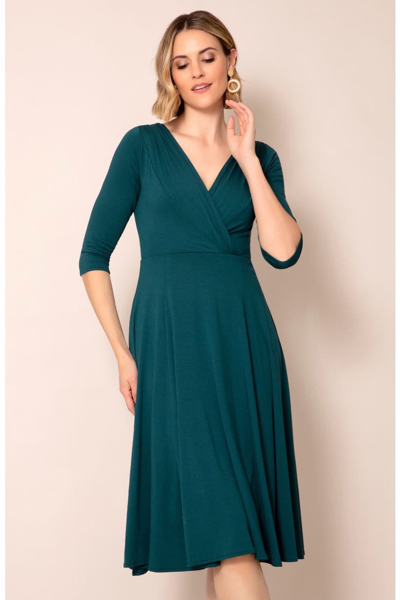 Annie V-Neck 3/4 Sleeve Midi Dress