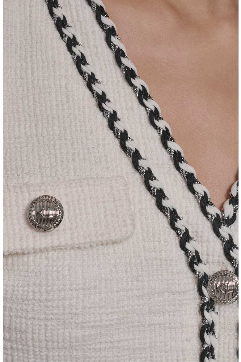 Braided Trim Tweed Sheath Dress