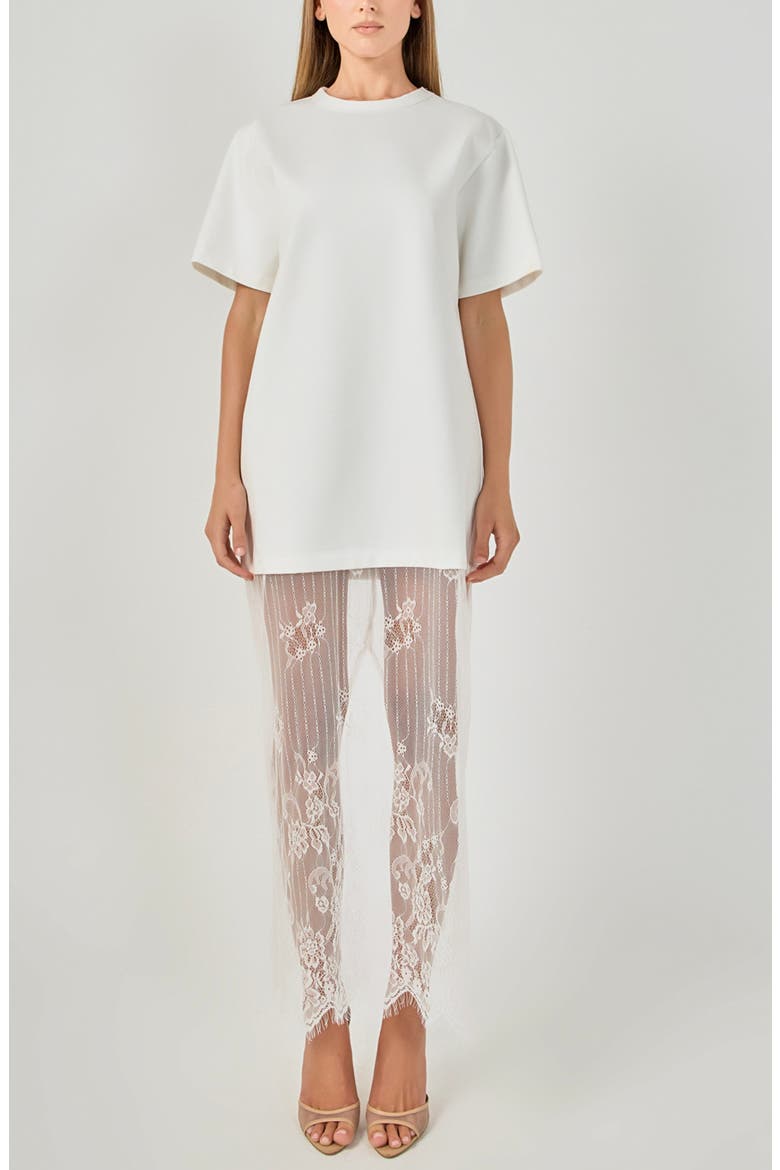 Mixed Lace T-Shirt Midi Dress