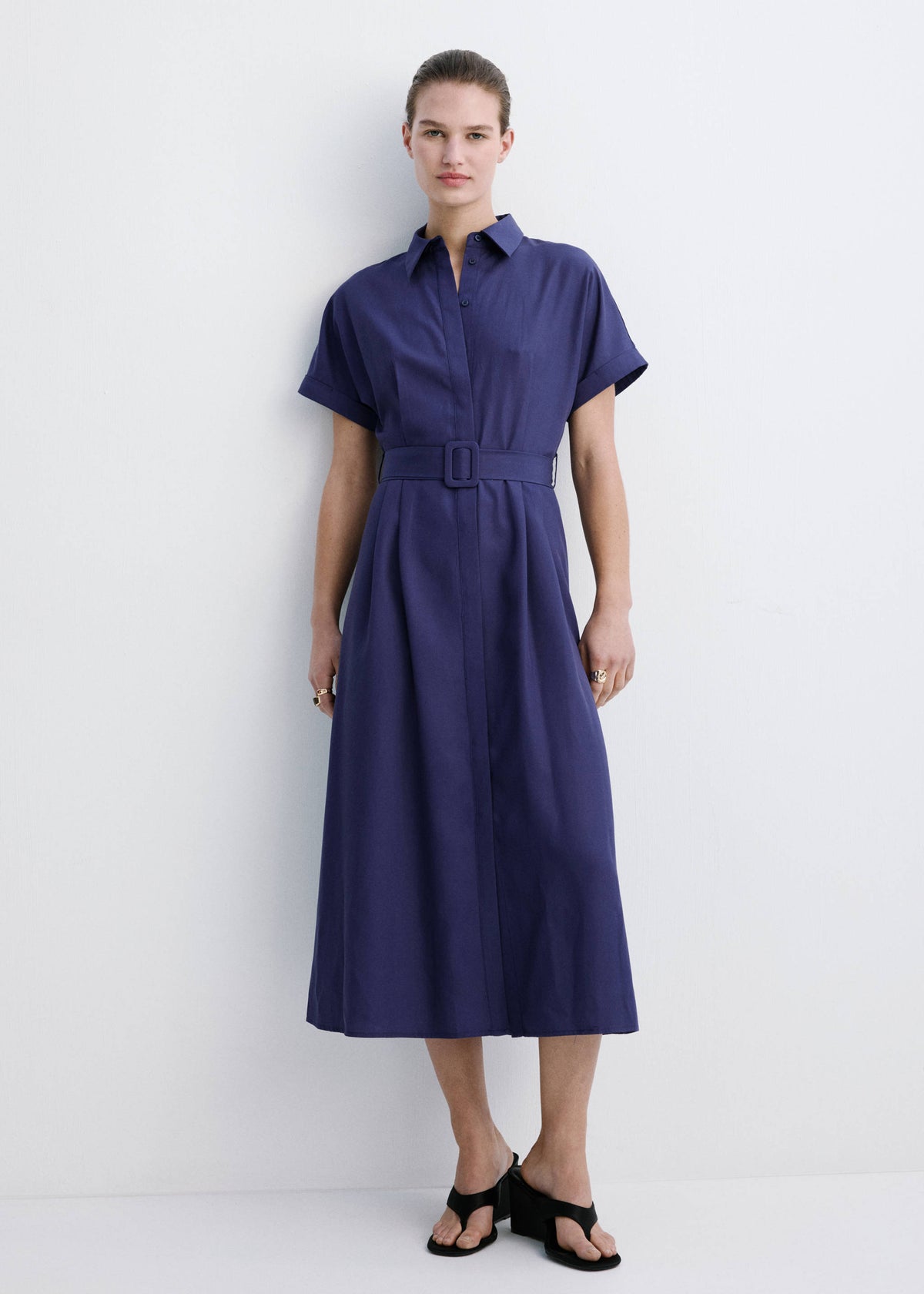 Belted lyocell shirtdress