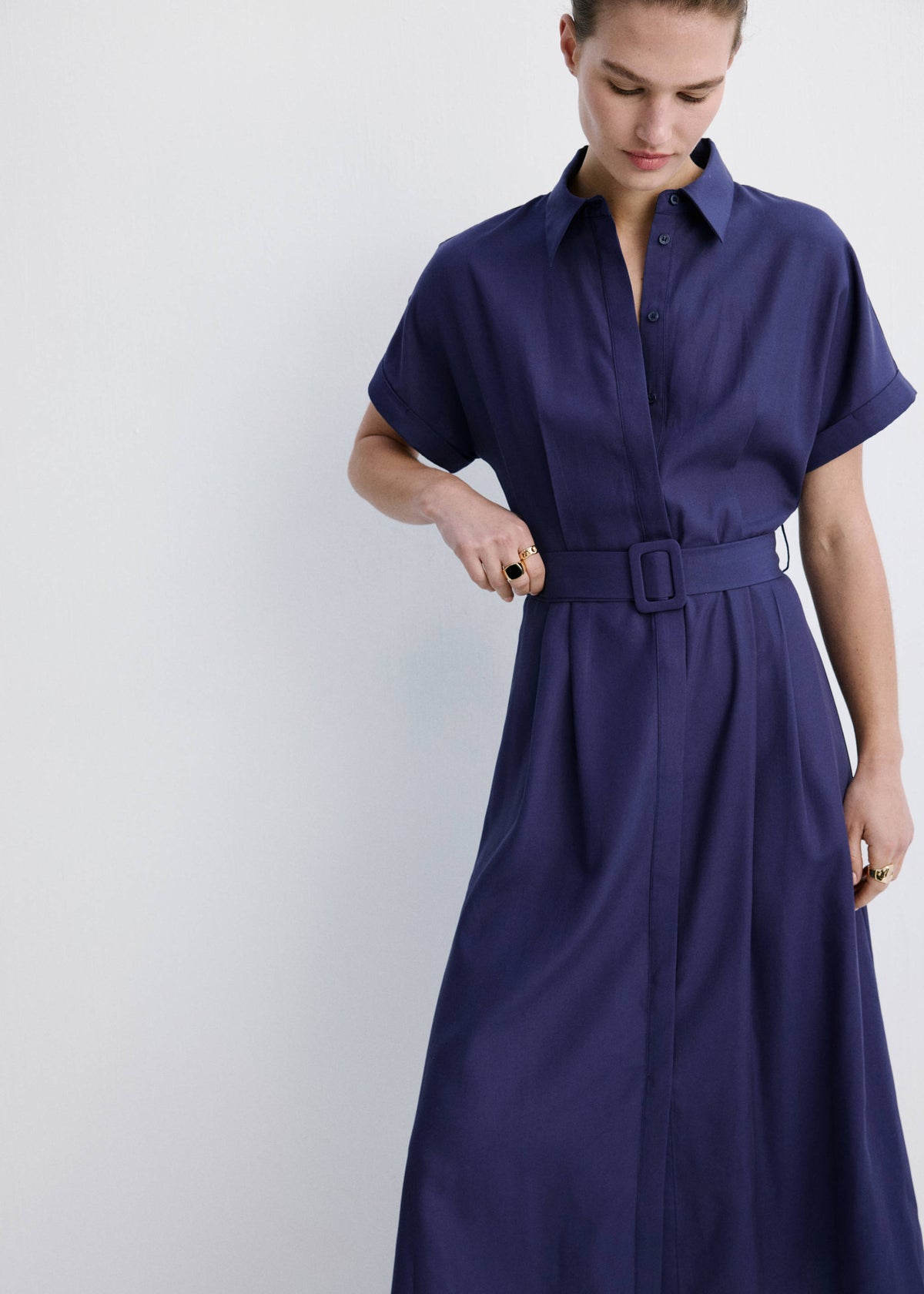 Belted lyocell shirtdress
