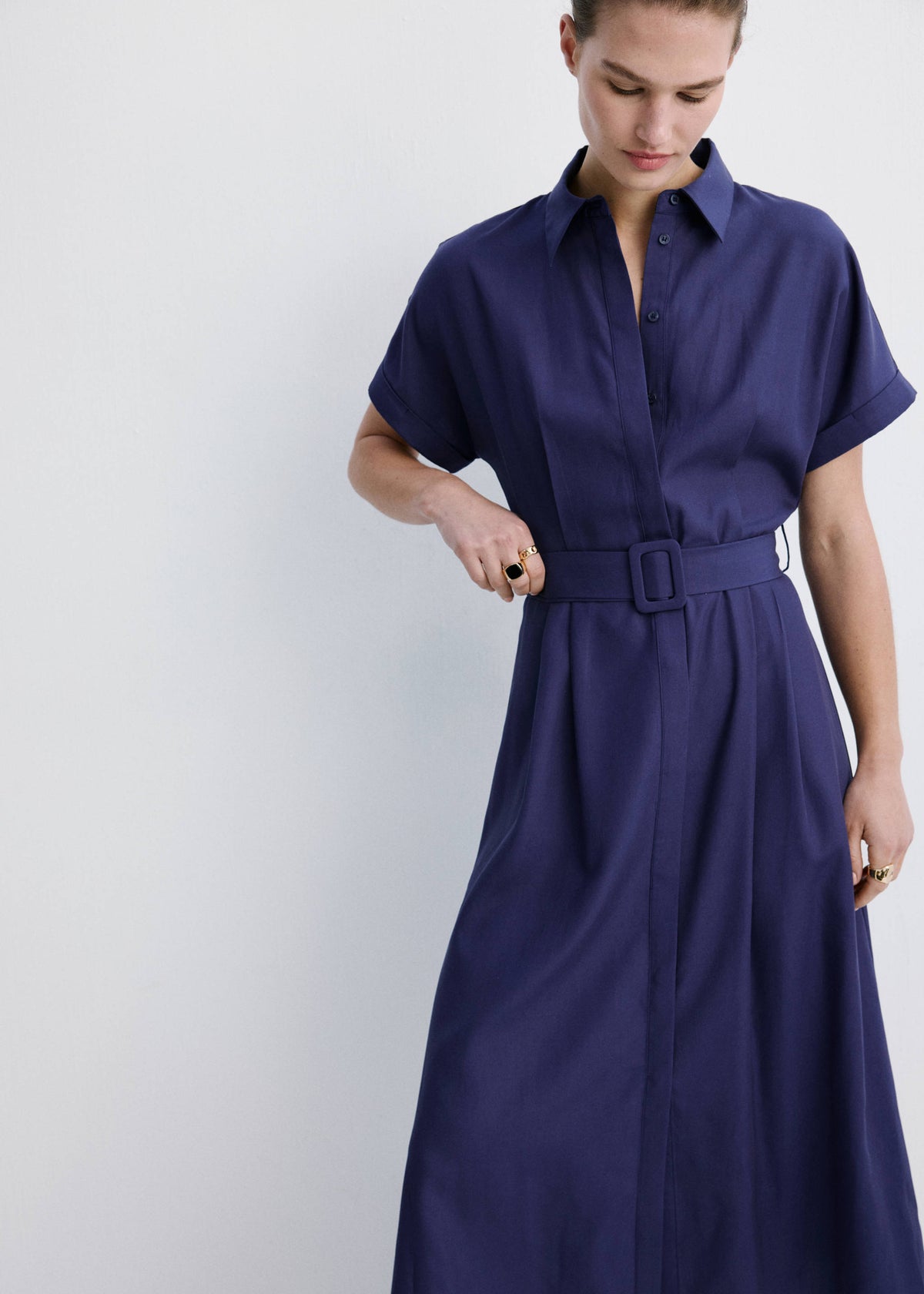 Belted lyocell shirtdress