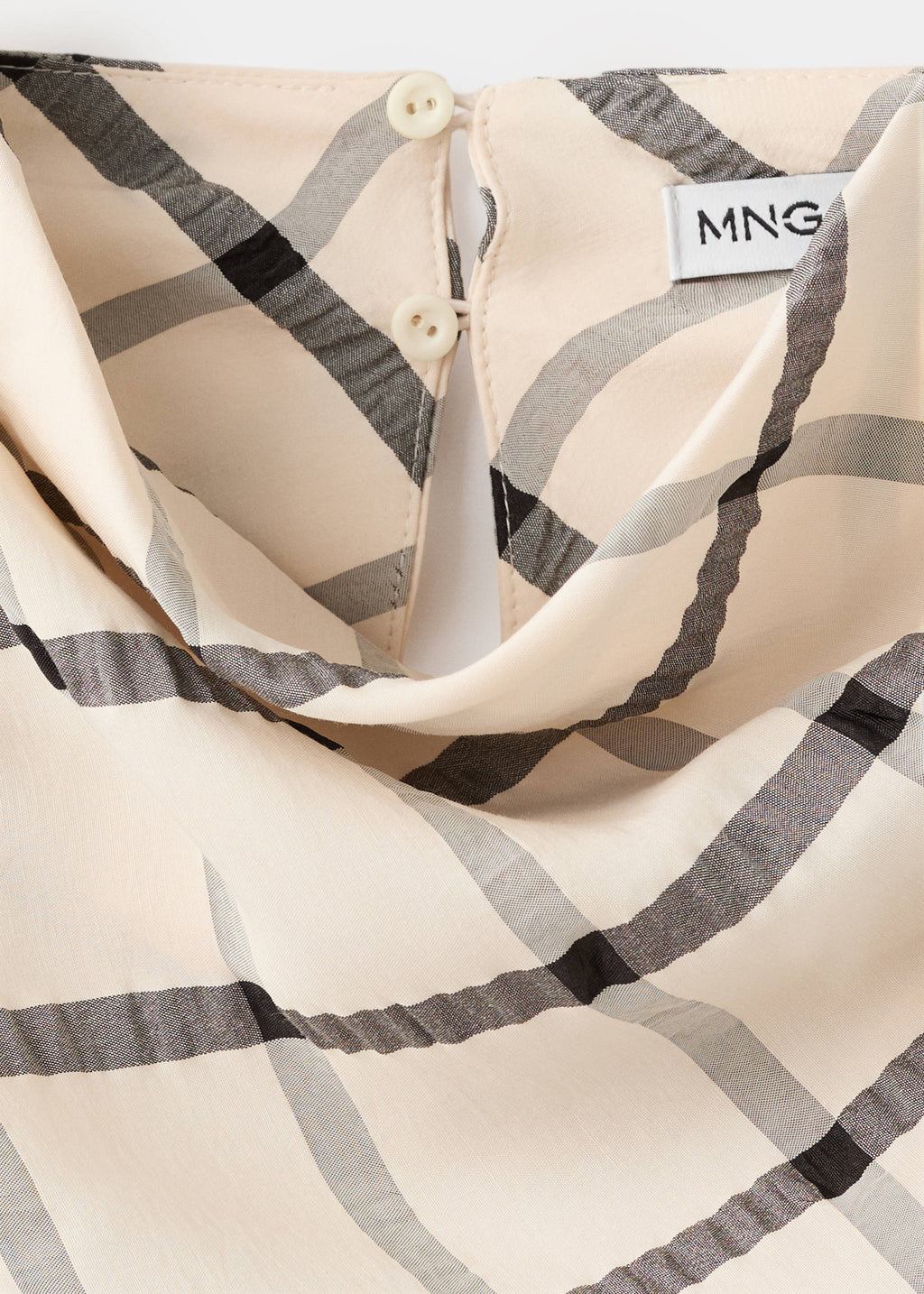 Checked dress with draped neckline