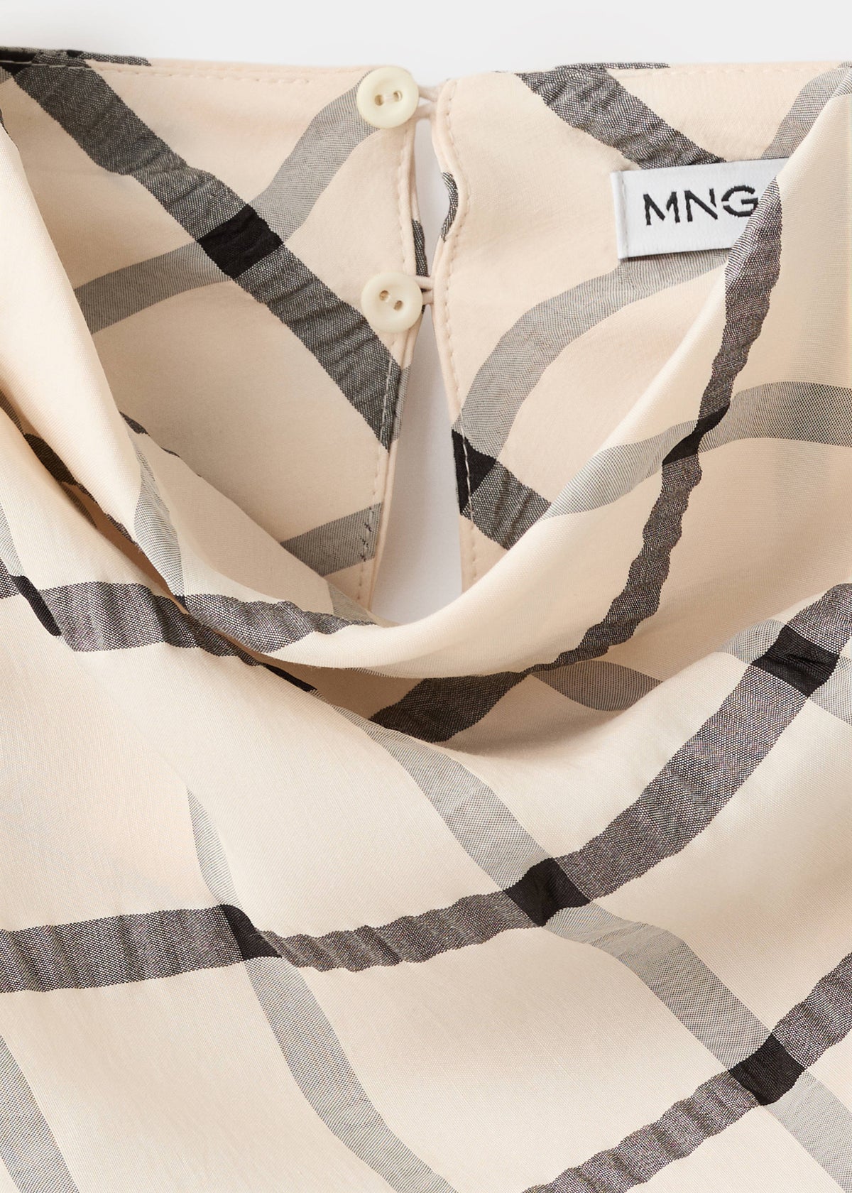 Checked dress with draped neckline