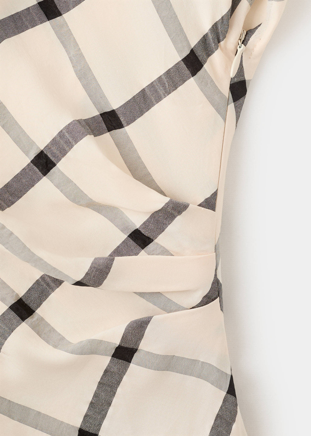 Checked dress with draped neckline