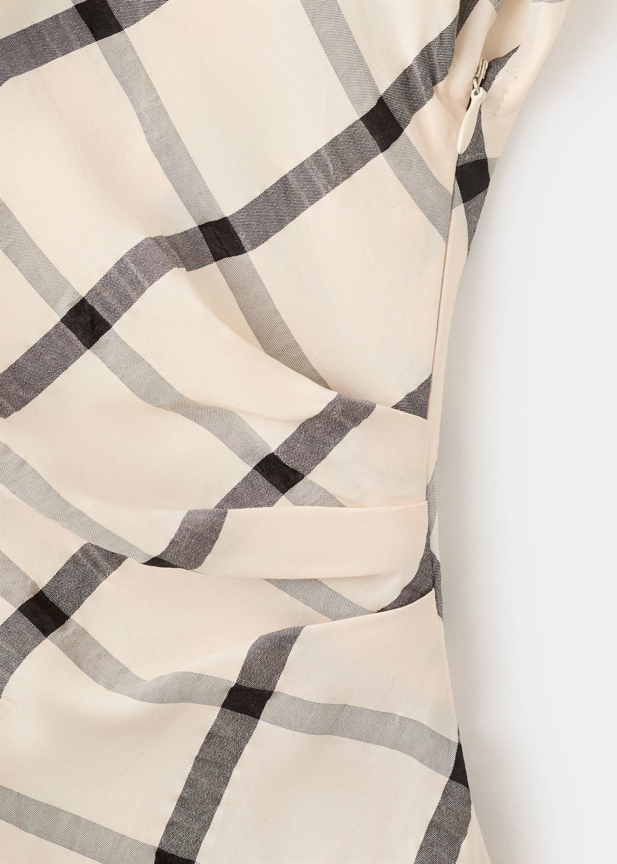 Checked dress with draped neckline