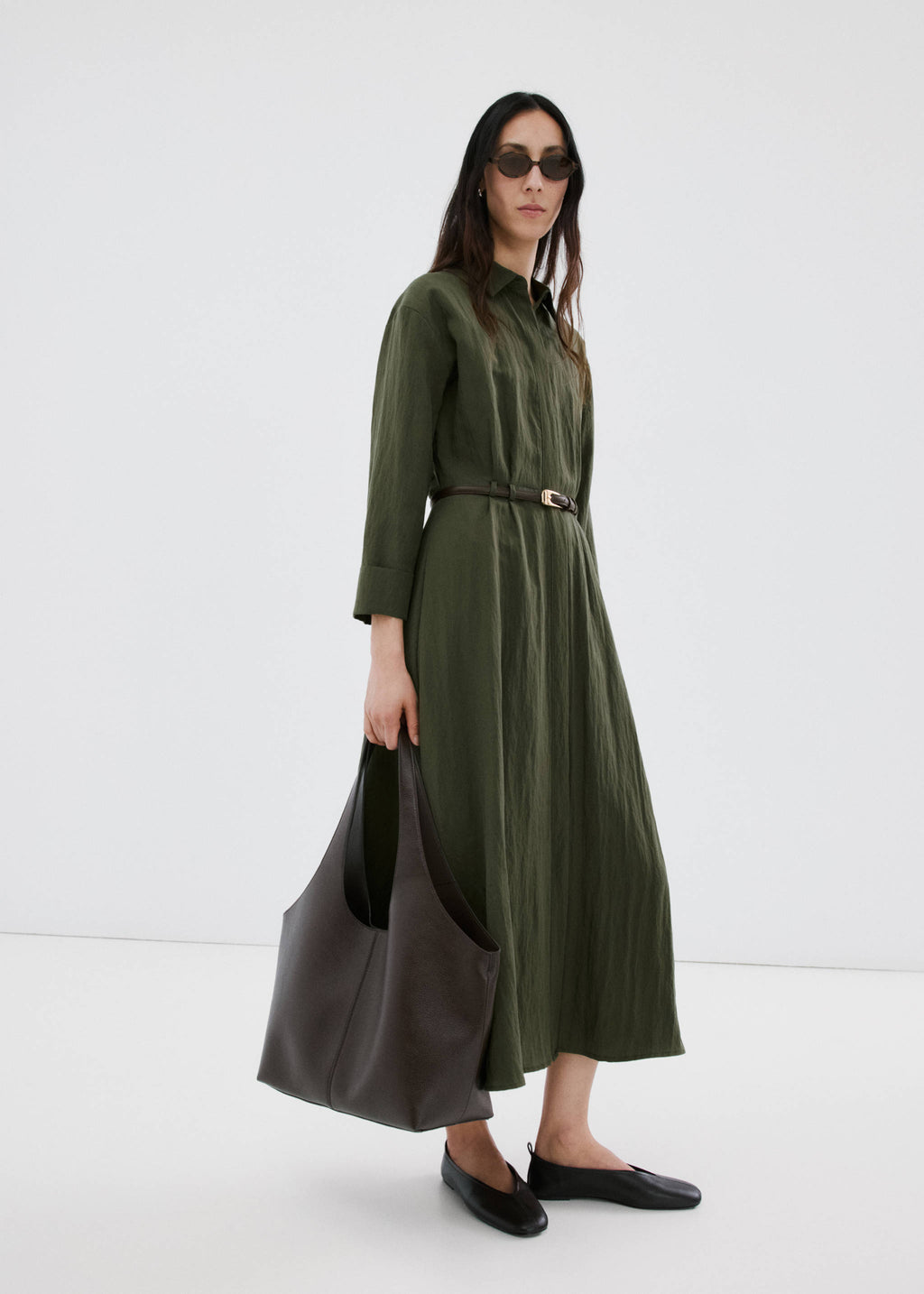 Belted lyocell shirtdress
