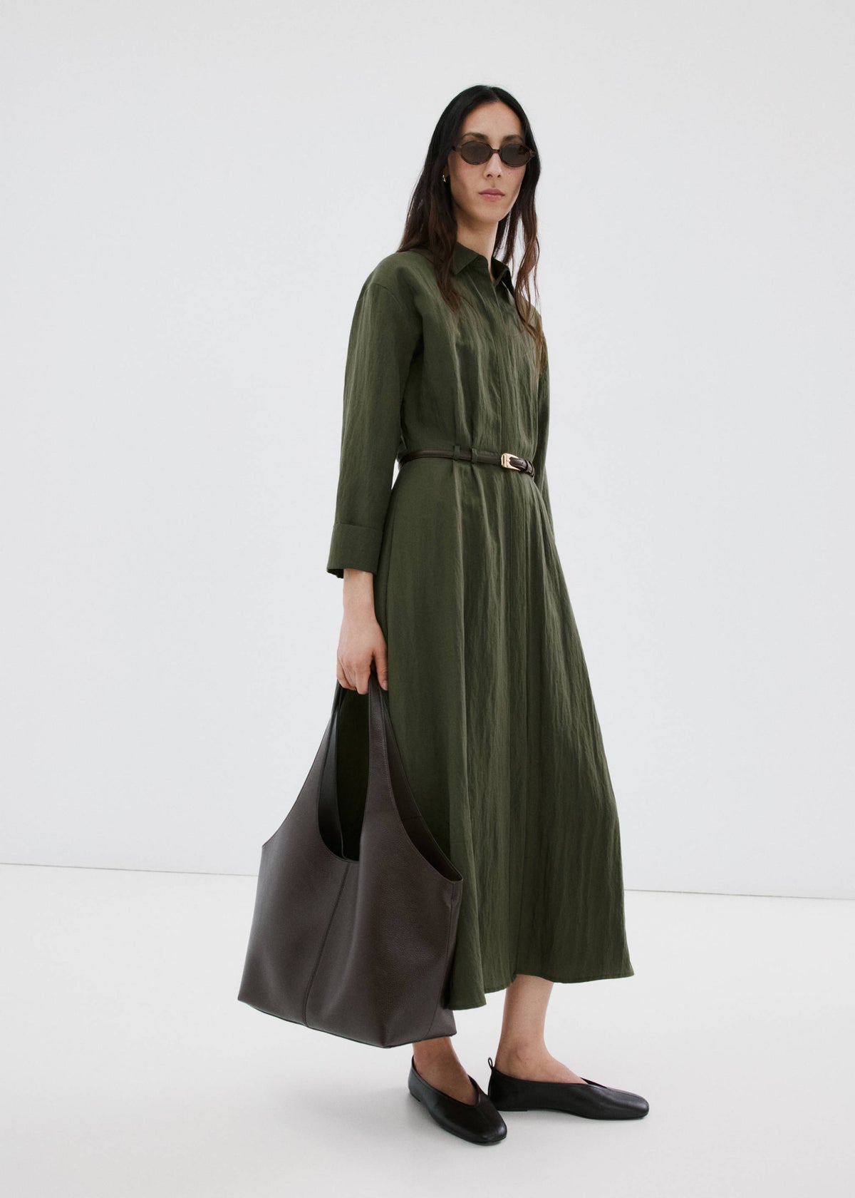 Belted lyocell shirtdress