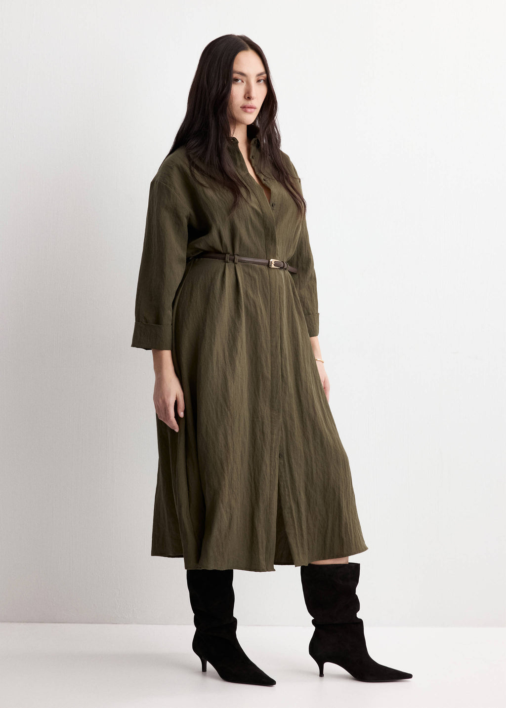Belted lyocell shirtdress