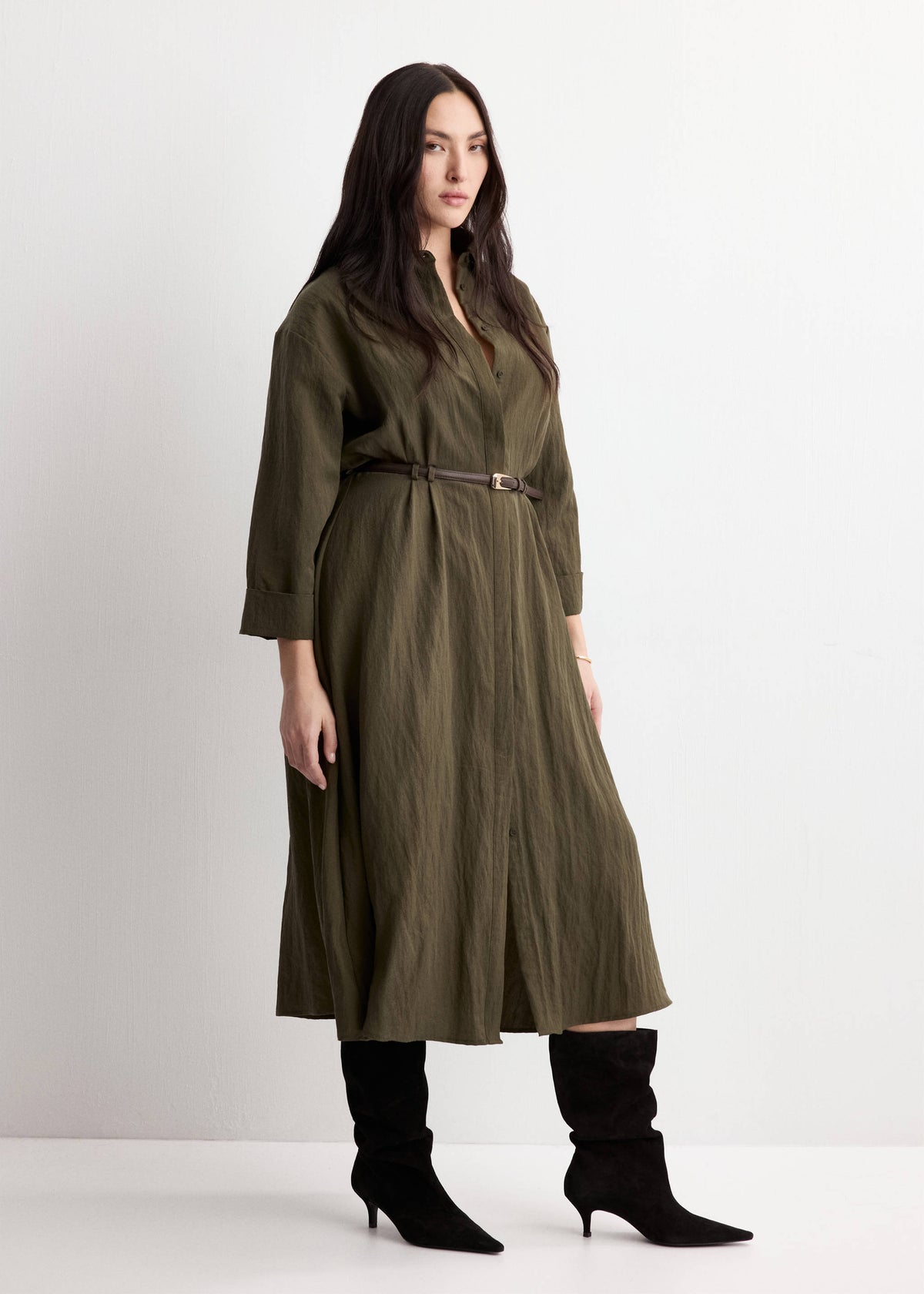 Belted lyocell shirtdress