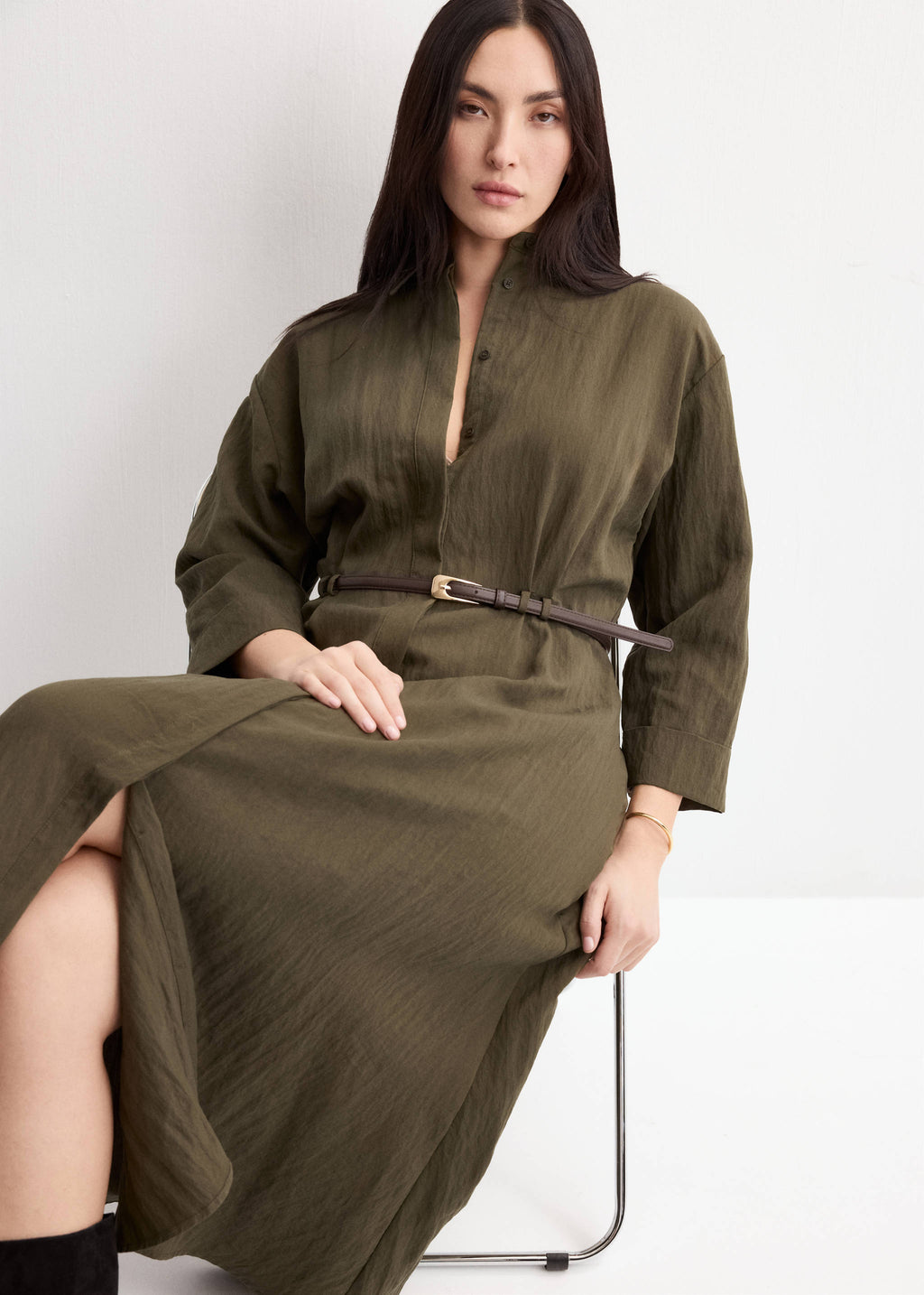 Belted lyocell shirtdress