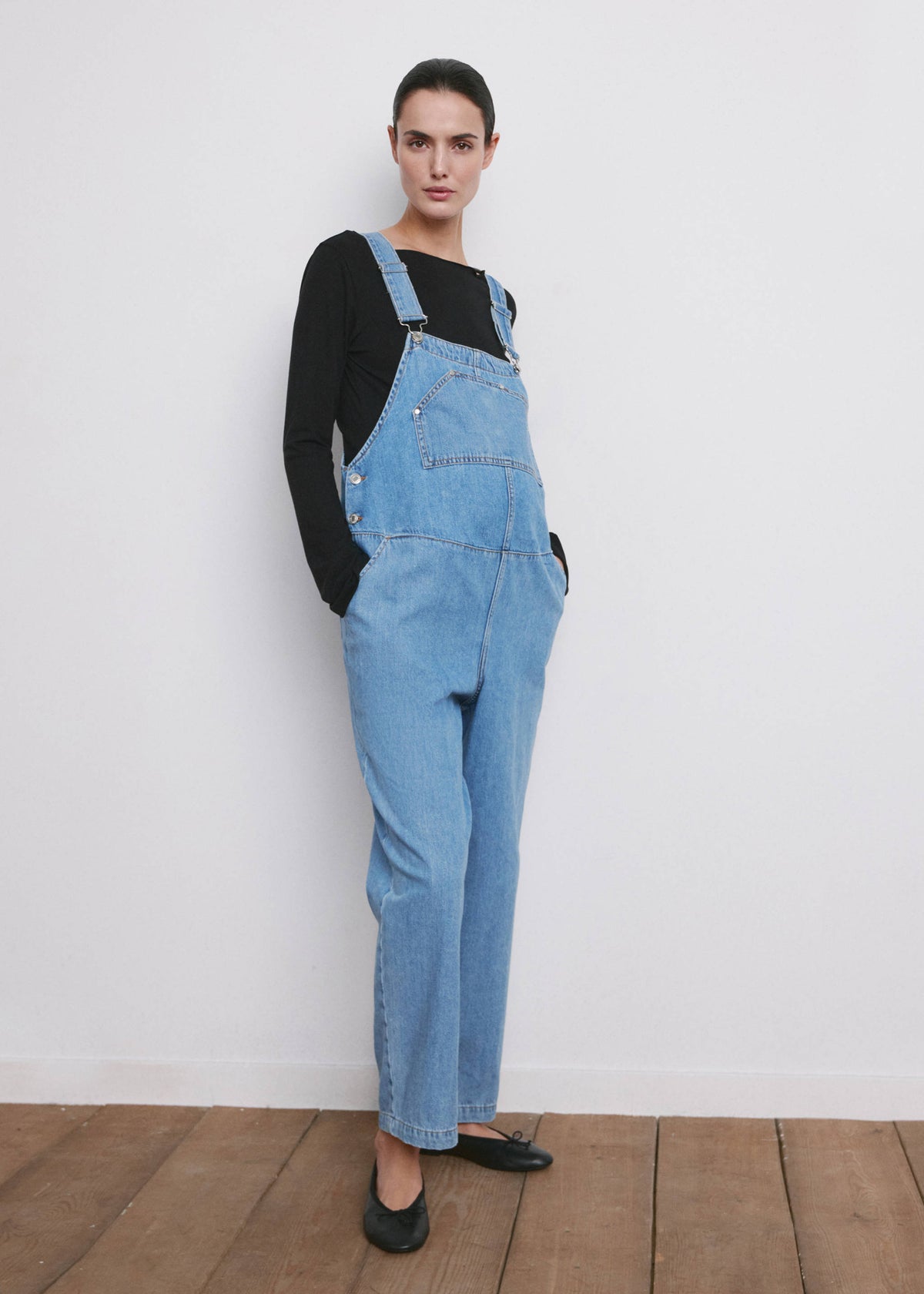 Maternity denim dungarees