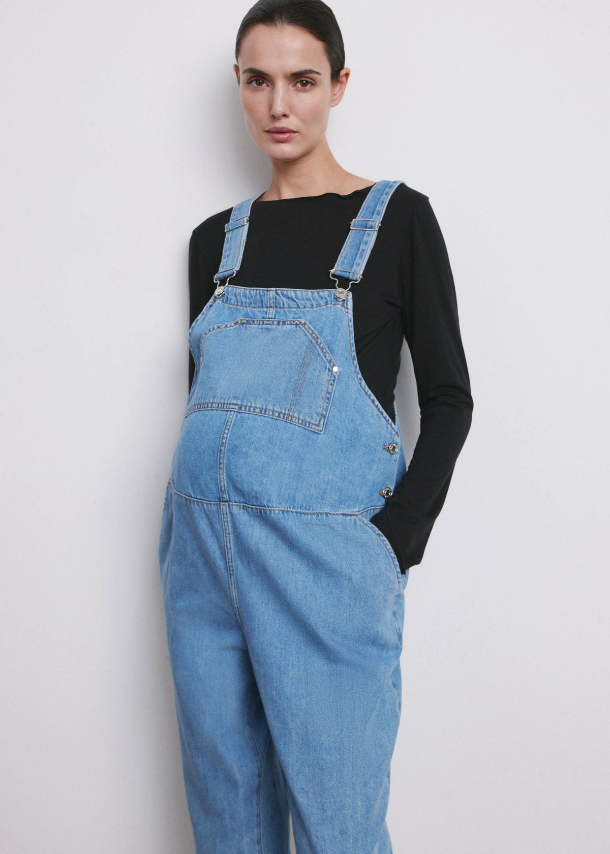 Maternity denim dungarees