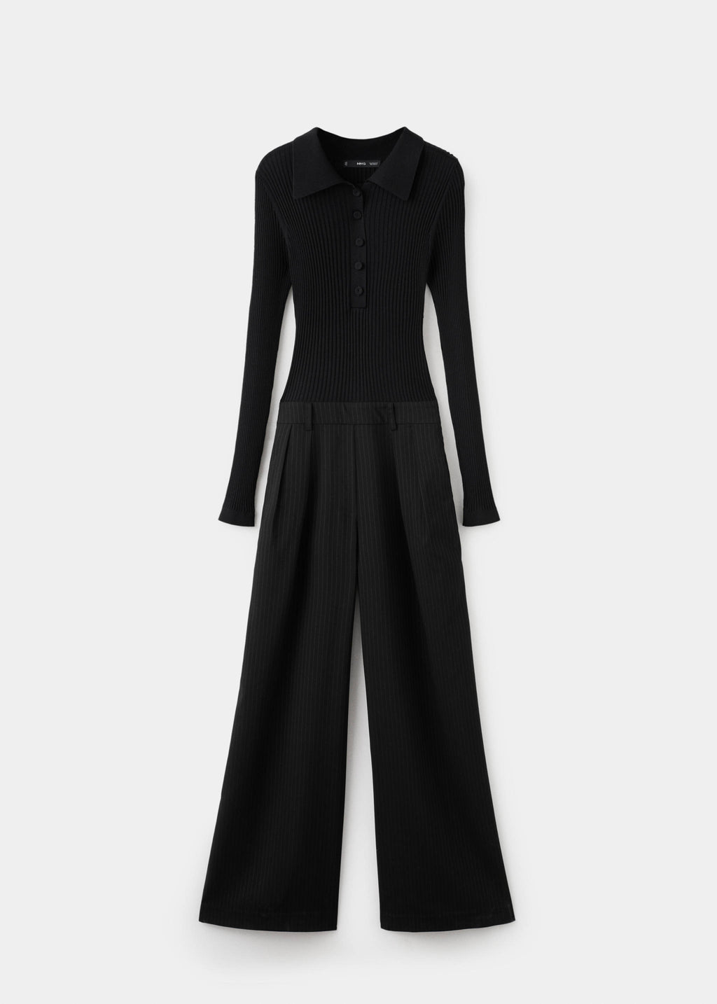 Contrast-bodice long jumpsuit