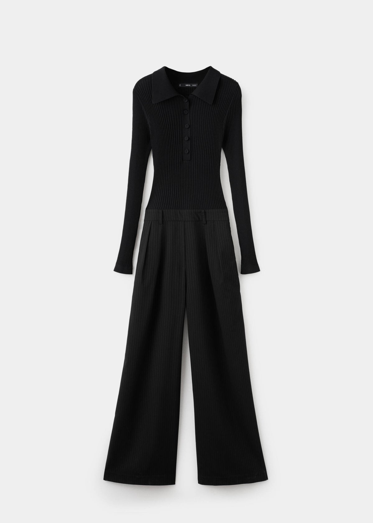 Contrast-bodice long jumpsuit