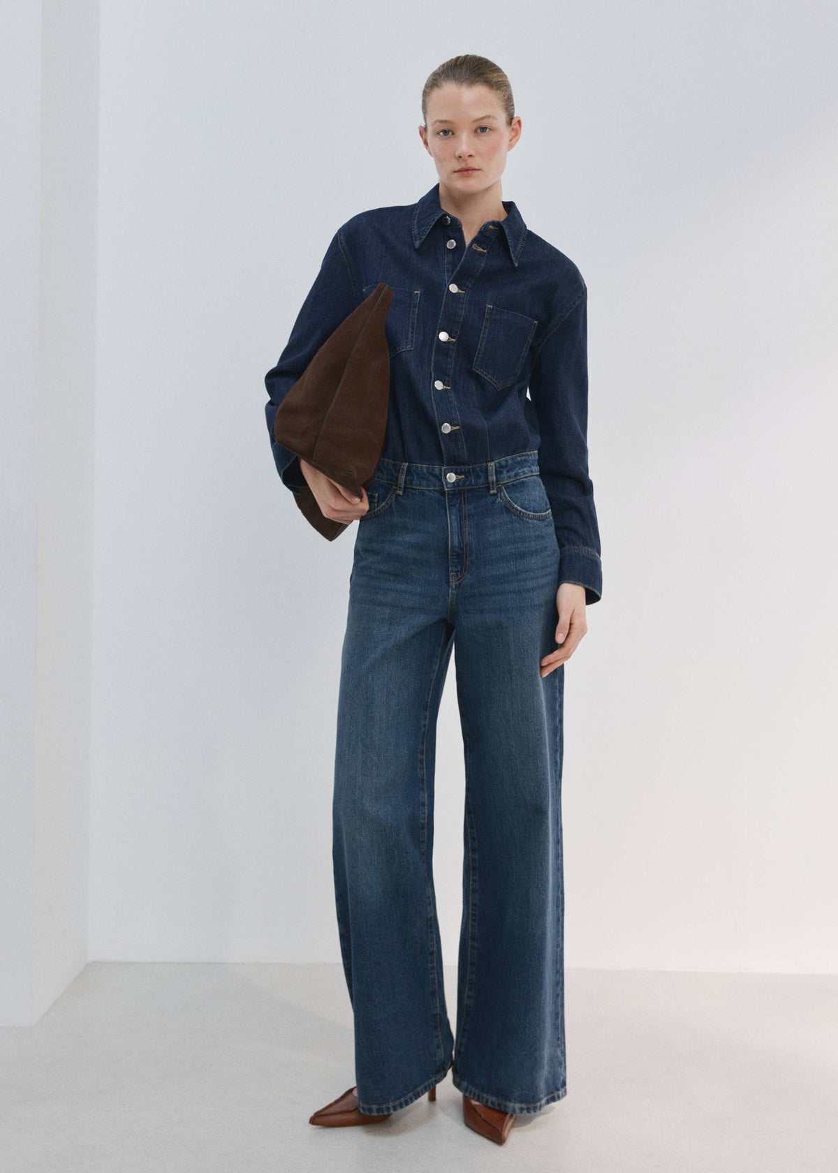 Buttons denim jumpsuit