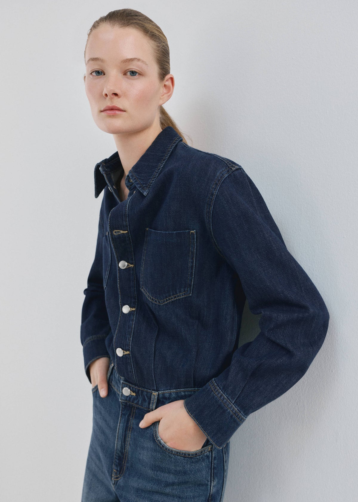 Buttons denim jumpsuit