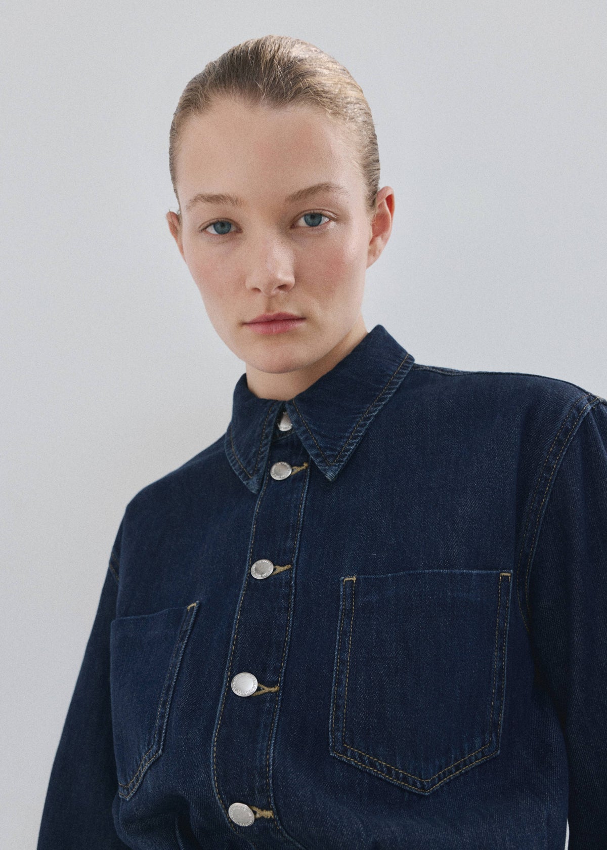 Buttons denim jumpsuit