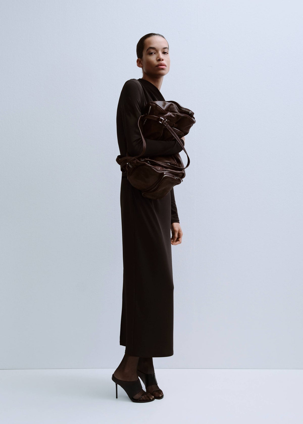 Boat-neck ruched dress