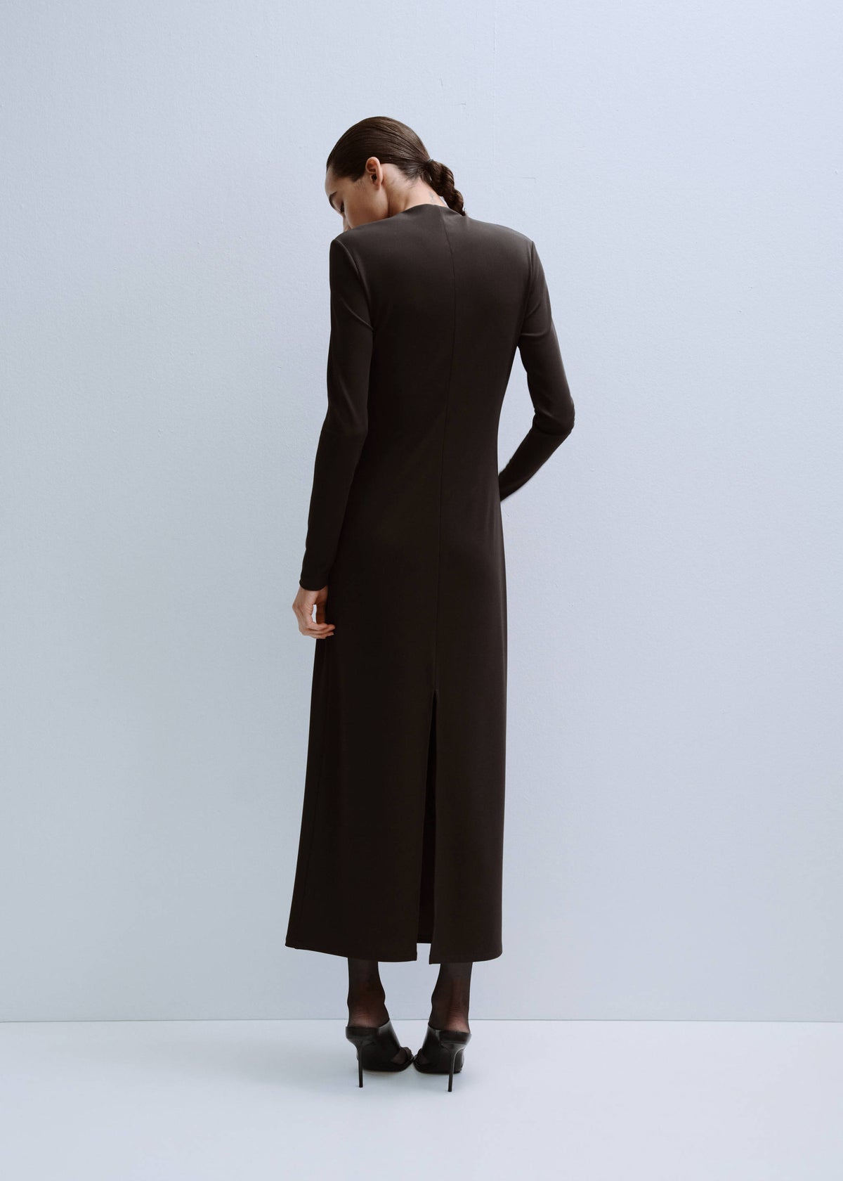 Boat-neck ruched dress