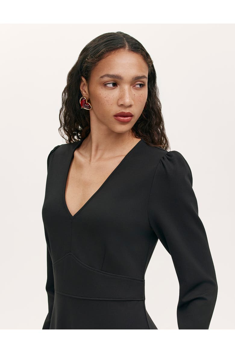 Seraphina Ponte Jersey V-Neck Midi Dress