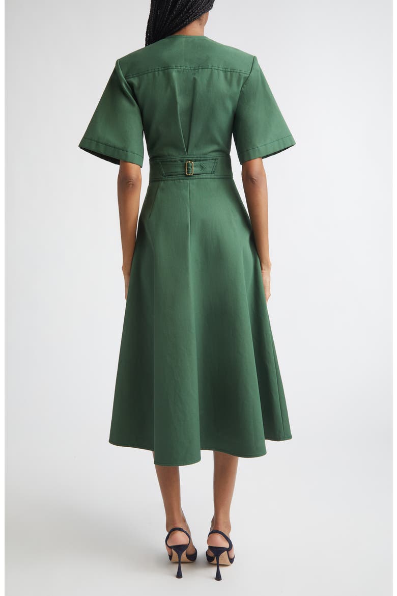 Cotton Gabardine A-Line Midi Dress