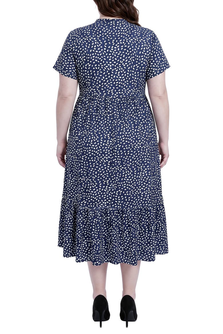 Dot Print Tiered Midi Dress