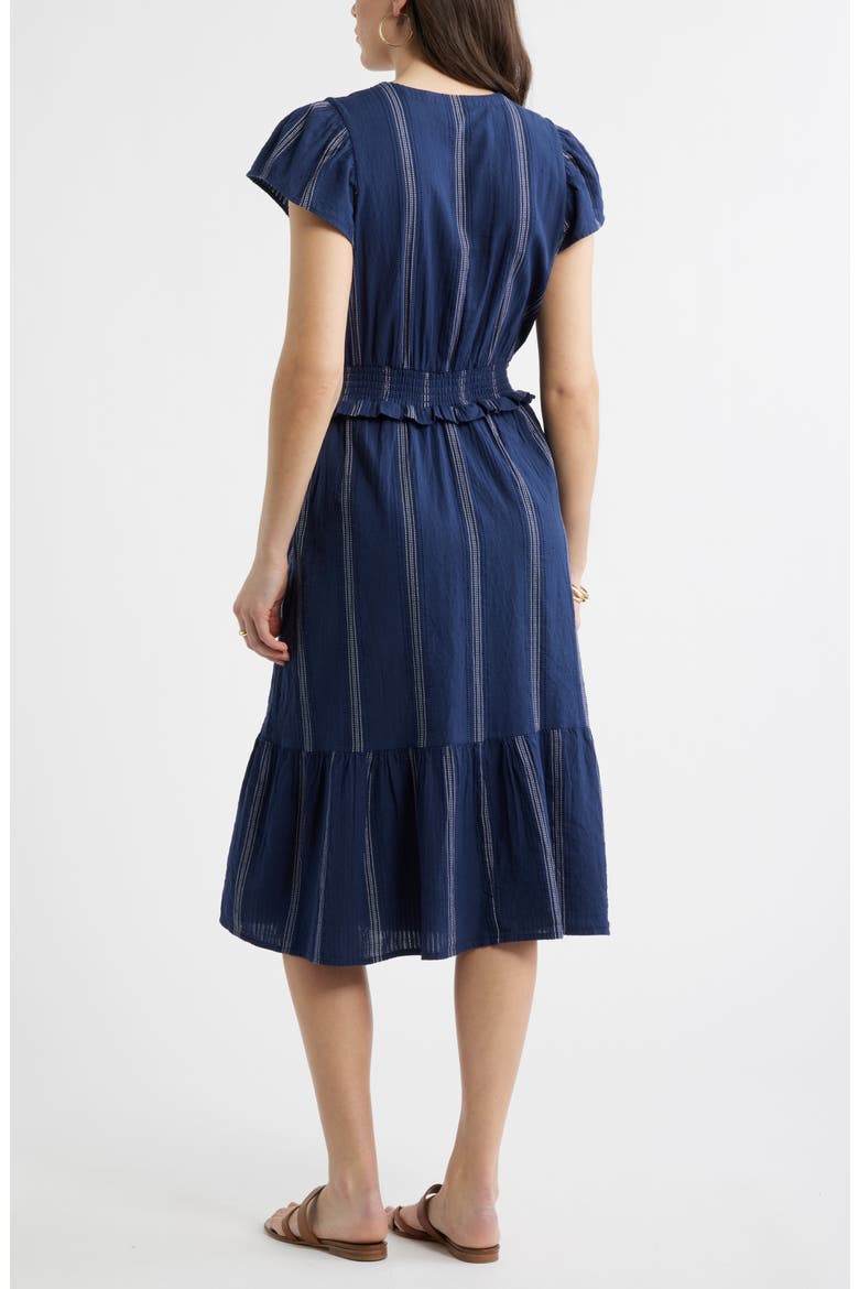 Puff Sleeve Frill Flared Midi Dress