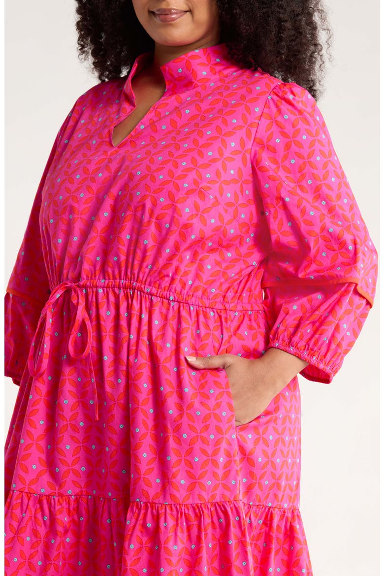 Vaila Floral Puff Sleeve Tiered Cotton Dress