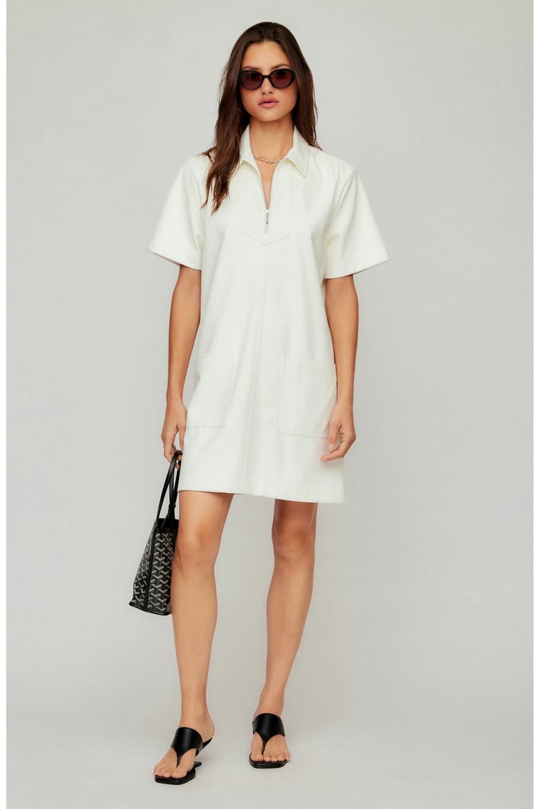 Sarah Faux Leather Half Zip Shift Dress